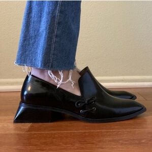 BCBG Unique Leather Square Toe Geometric Loafers 38